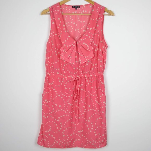 BeBop Dresses & Skirts - Bebop Salmon Heart Bow Collar Sleeveless Dress